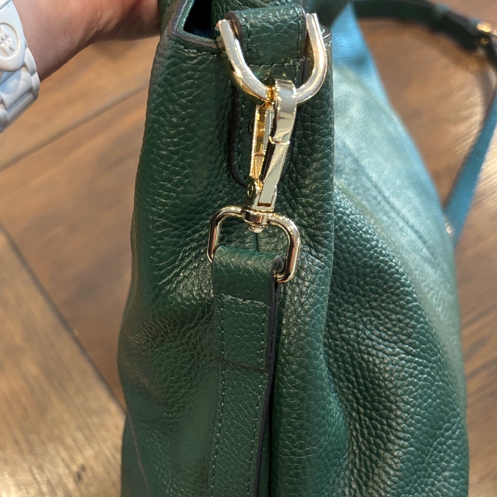 💚Bostonian Forest Green Leather Shoulder Bag - Picture 6 of 15
